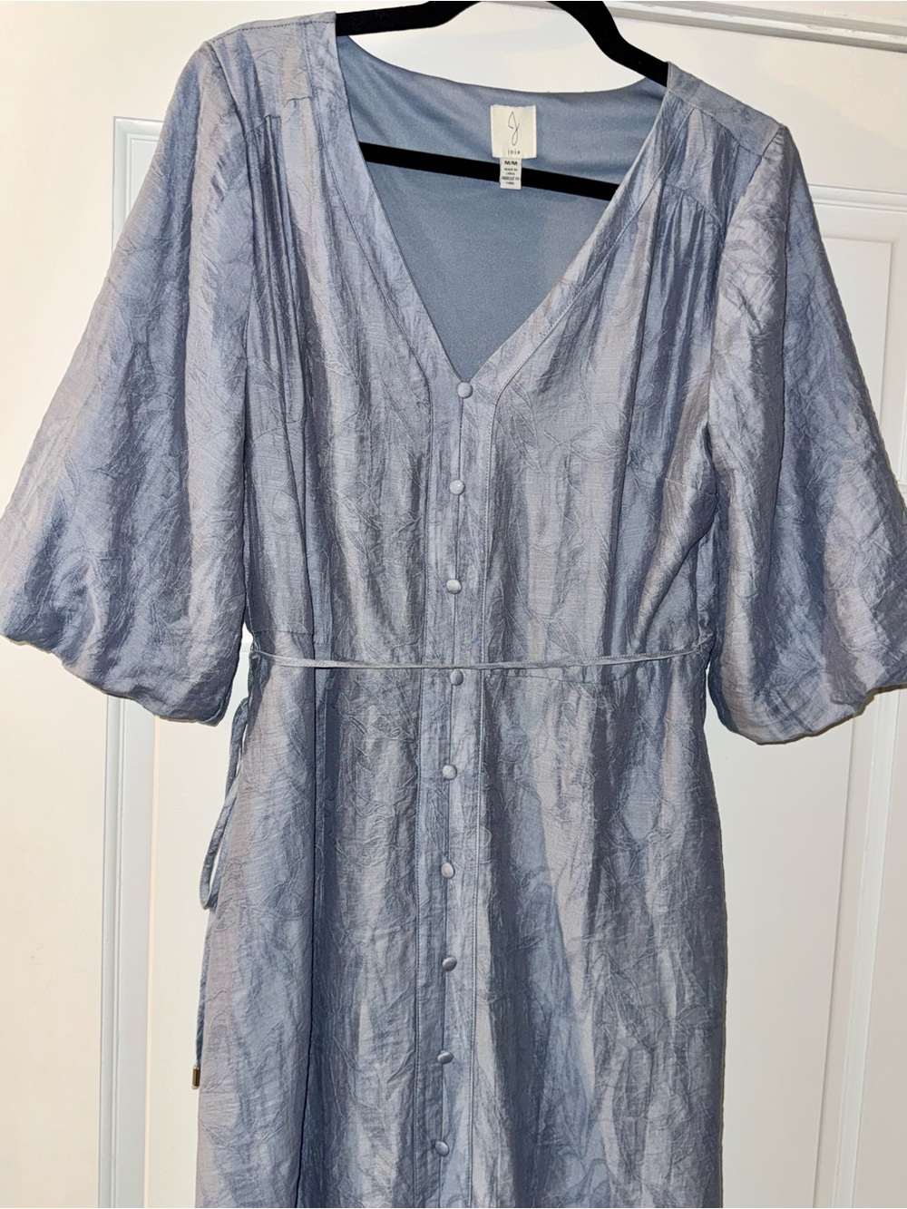 Joie Light Blue Button-Front Maxi Dress with Tie Waist